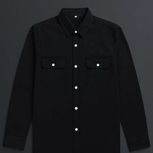 Men’s Black Button-Down Western Shirt with Snap Closures – Size Medium